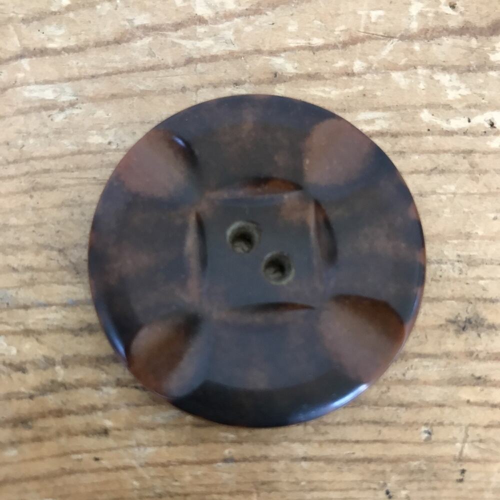 Vintage Antique Brown Root Beer Celluloid Plastic Round Circle Button 4cm 1.5"